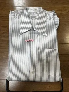 オリヒカ　メンズ　ワイシャツ　白×灰ストライプ　サイズL