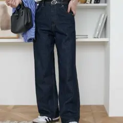 ディスコート　USコットンデニムストレートパンツ　ネイビー　S