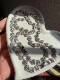 クリスタル装飾 シルバーネックレス セット no box