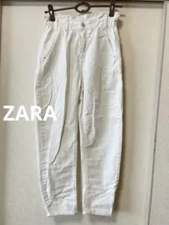 ZARAウエストゴム/ホワイトデニム