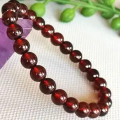 レア質　美品　透明感　天然石オレンジ色天然石ガーネット約7.9㍉ブレスレット