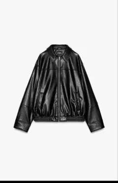 ザラ　フェイクレザーボンバージャケット　M