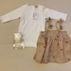プティーマイン ホワイトロンパースとスカートセット