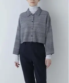 【美品】human woman ツイードジャケット カーディガン レディース 紺