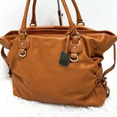 フルラ レザー ハンドバッグ トートバッグ A4収納可能 キャメル チャーム付き