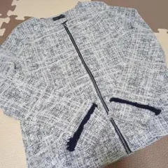 ネイビー ノーカラージャケット