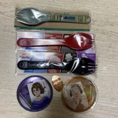 名探偵コナンUSJ限定缶バッジ2種、黒鉄の魚影　オリジナル先割れスプーン