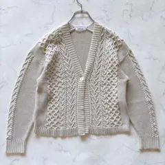 NEWYORKER ケーブル編 コットンポリ ニット カーディガン M