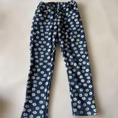 ムージョンジョン　花柄　ネイビー　裏起毛　パンツ　130サイズ