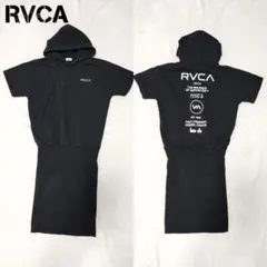 RVCA ルーカ　パーカー　ワンピース　黒　フーディー　ロゴ　ミニ　異素材