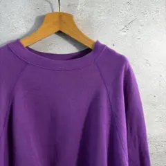 90s USA製　TULTEX　スウェット　無地　パープル　ラグラン　メンズ短丈