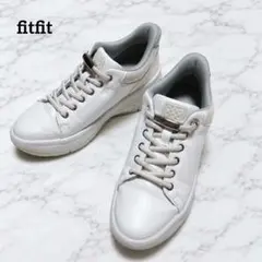 fitfit 撥水ハンズフリースニーカー ホワイト 22.5cm 厚底 外反母趾