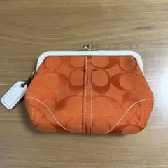 コーチ オレンジ がま口 コインケース　2口
