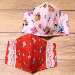 97＊子供用＊バレリーナ 猫 リボン2枚セット＊立体インナーマスク＊ハンドメイド