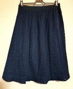 COMME CA ISM レース膝丈スカート M 紺