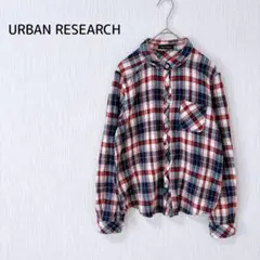 アーバンリサーチ チェックシャツ M相当 赤チェック 綿100％ 長袖 ポケット