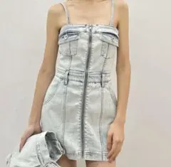 GYDAフロントZIPタイトデニムワンピース