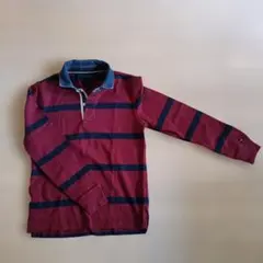 TOMMY HILFIGER ラガーシャツ ボーダー デニム襟 M