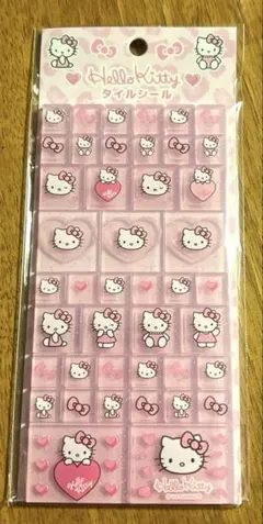 ハローキティー　タイルシール　ピンクラメ