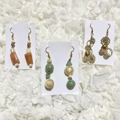 ハンドメイドピアス 3点セット