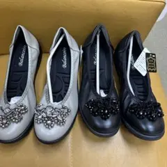 Balancoire 本革 ビジュー フラットシューズ 2足セットのサムネイル