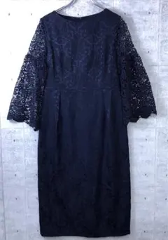 オケージョン 結婚式 上品 クラシカル 古着 透け感 レース切替 ワンピース