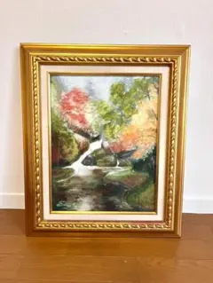 萩駿 油彩 風景画 渓流 柳瀬川 栃木 日本風景 昭和 絵画 260207-1