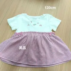 美品mamaraku 120cm Tシャツ　さくらんぼ　リボン　刺繍のサムネイル