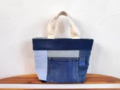 デニムトートバッグ　リメイク　ハンドメイド