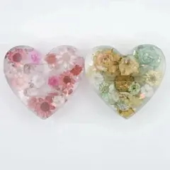 838可憐な♡レジンヘアゴム ハート 薄紫マトリカリア - メルカリ