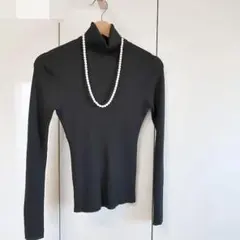 美品■ESPRITMUR■リブタートルネックセーター■薄手■黒■sizeL