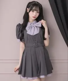 即日発送可能titty&coフロントリボンフリルストライプ セットアップ