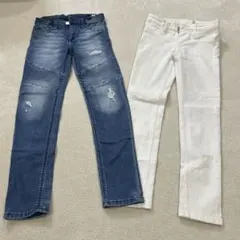 H&M スリムフィット デニムブルー　ホワイトパンツ　スキニーデニム