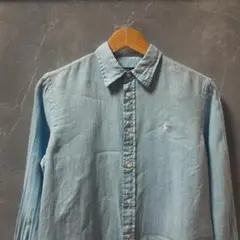 ポロラルフローレン 長袖シャツ ポニー 麻リネン100% ライトブルー