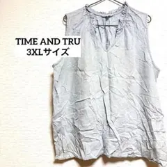 【3XL】 TIMEANDTRU ノースリーブ トップス ライトブルー デニム