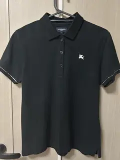 Burberry★ブラックポロシャツ 半袖刺繍ロゴ