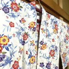 珍品✩.*˚小千谷？近江？ちぢみに捺染の麻着物♡銘仙風 ふっくらさんも
