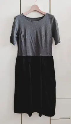 【新品】異素材ドッキングワンピース