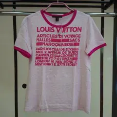 LOUIS VUITTON テキストプリント ヘンリーネックTシャツ ピンク Sのサムネイル