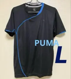 PUMAプーマ スポーツTシャツ メンズL半袖ブラック×ブルー トレーニングのサムネイル