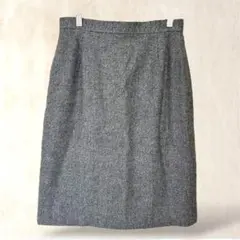 ひざ丈フレアスカート　グレー　無地　バックジップ　オフィス　M相当　秋冬仕様