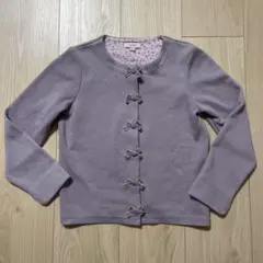 anyFAM スナップボタン リボン カーディガン130cm パープル