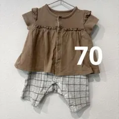 半袖　フリル　ロンパース　70 ベルメゾン