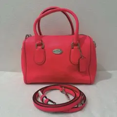 美品コーチ ミニ ベネットサッチェル 2WAYバッグ ショルダーバッグネオピンク