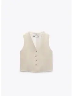 ZARA ベスト 前面ボタン付き ベージュ