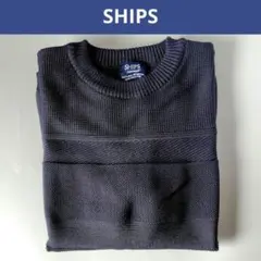 SHIPS シップス サマーニット半袖Tシャツ S ネイビー　ボーダー