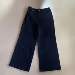 タイムセール☆ウタオ　コットンダークブルー ワイドレッグデニムパンツ