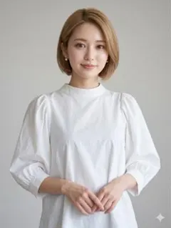 新品タグ付！チャオパニック　パフスリーブ　バックリボン　5部袖ブラウスのサムネイル