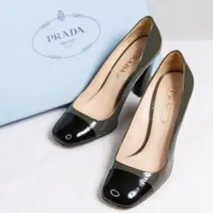 【美品】プラダ PRADA グレー キャップトゥ パンプス ハイヒール 23cm