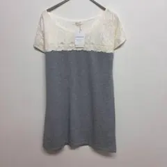 grove タグ付き バイカラー チュニック 花柄レース 刺繍 フェミニン　Mのサムネイル